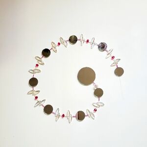 SUNCATCHER One-of-a-Kind Handcrafted Clear & Hot Pink Beaded Hanging Wall Décor